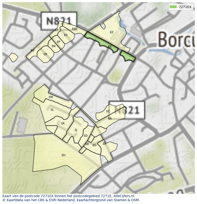Afbeelding van het postcodegebied 7271 EX op de kaart.