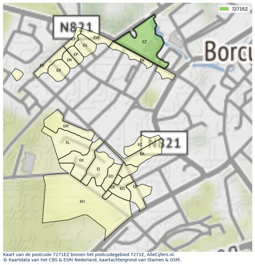 Afbeelding van het postcodegebied 7271 EZ op de kaart.