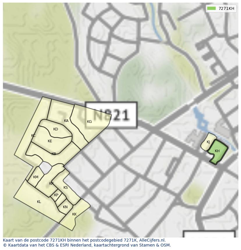 Afbeelding van het postcodegebied 7271 KH op de kaart.