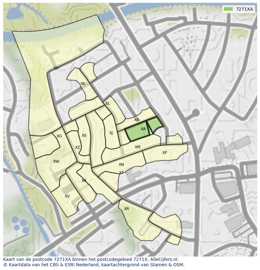 Afbeelding van het postcodegebied 7271 XA op de kaart.
