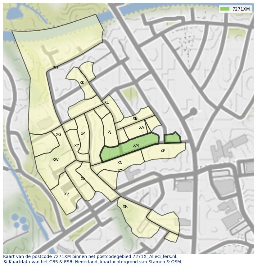 Afbeelding van het postcodegebied 7271 XM op de kaart.