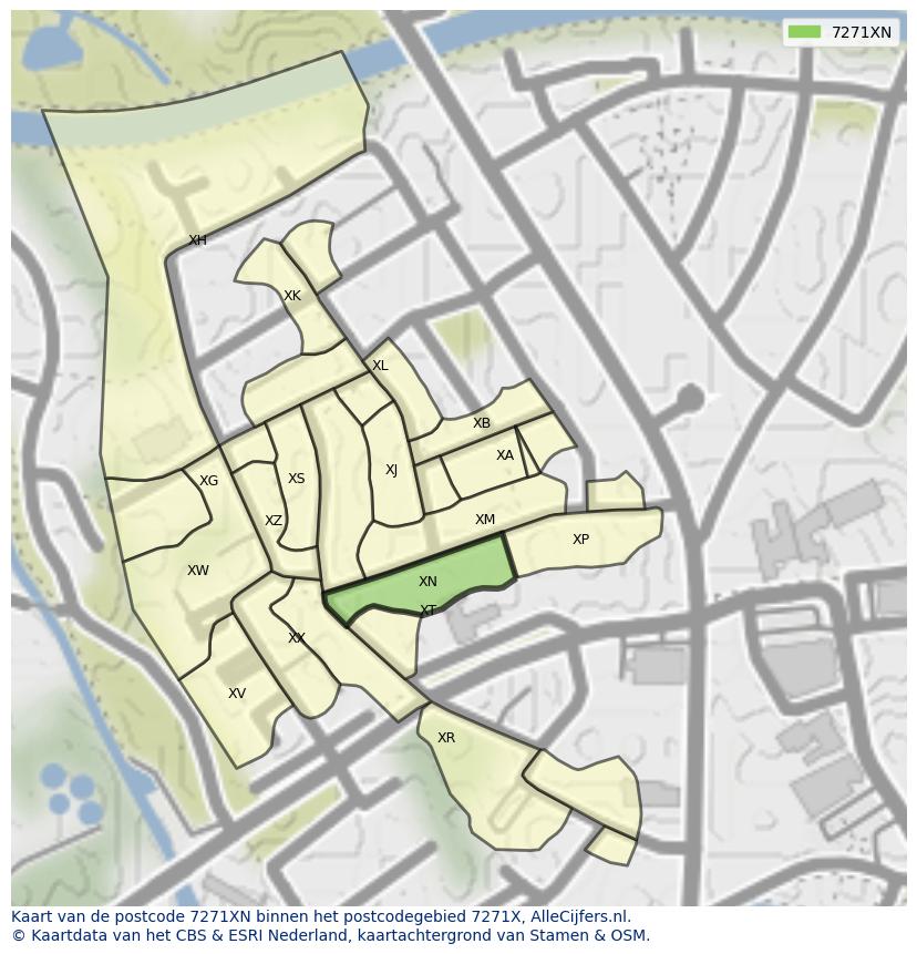 Afbeelding van het postcodegebied 7271 XN op de kaart.