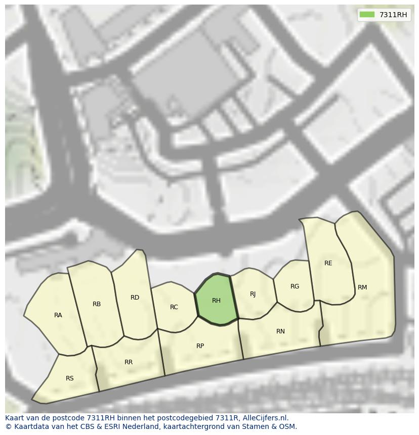 Afbeelding van het postcodegebied 7311 RH op de kaart.