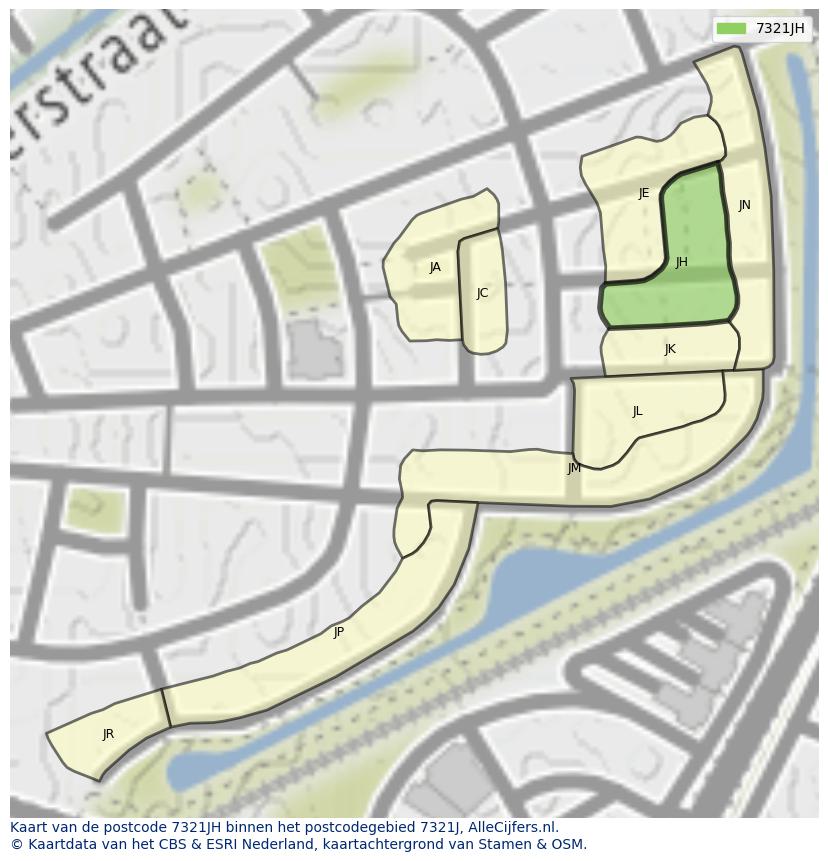 Afbeelding van het postcodegebied 7321 JH op de kaart.