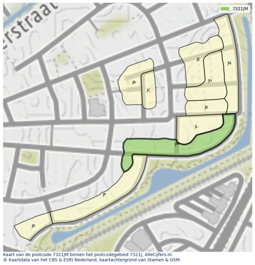 Afbeelding van het postcodegebied 7321 JM op de kaart.