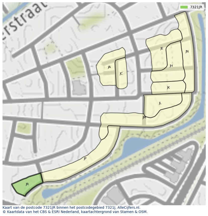 Afbeelding van het postcodegebied 7321 JR op de kaart.