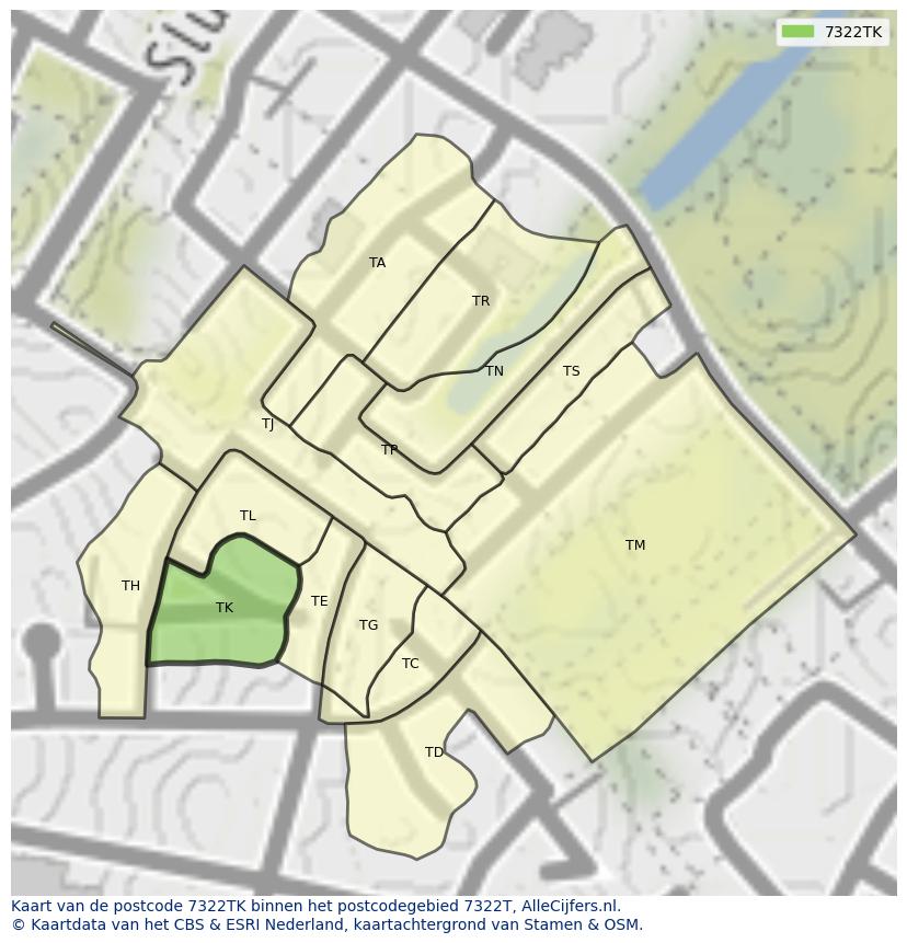 Afbeelding van het postcodegebied 7322 TK op de kaart.