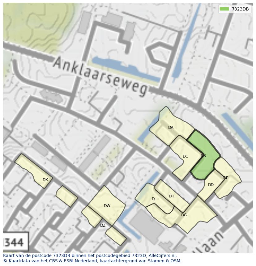 Afbeelding van het postcodegebied 7323 DB op de kaart.