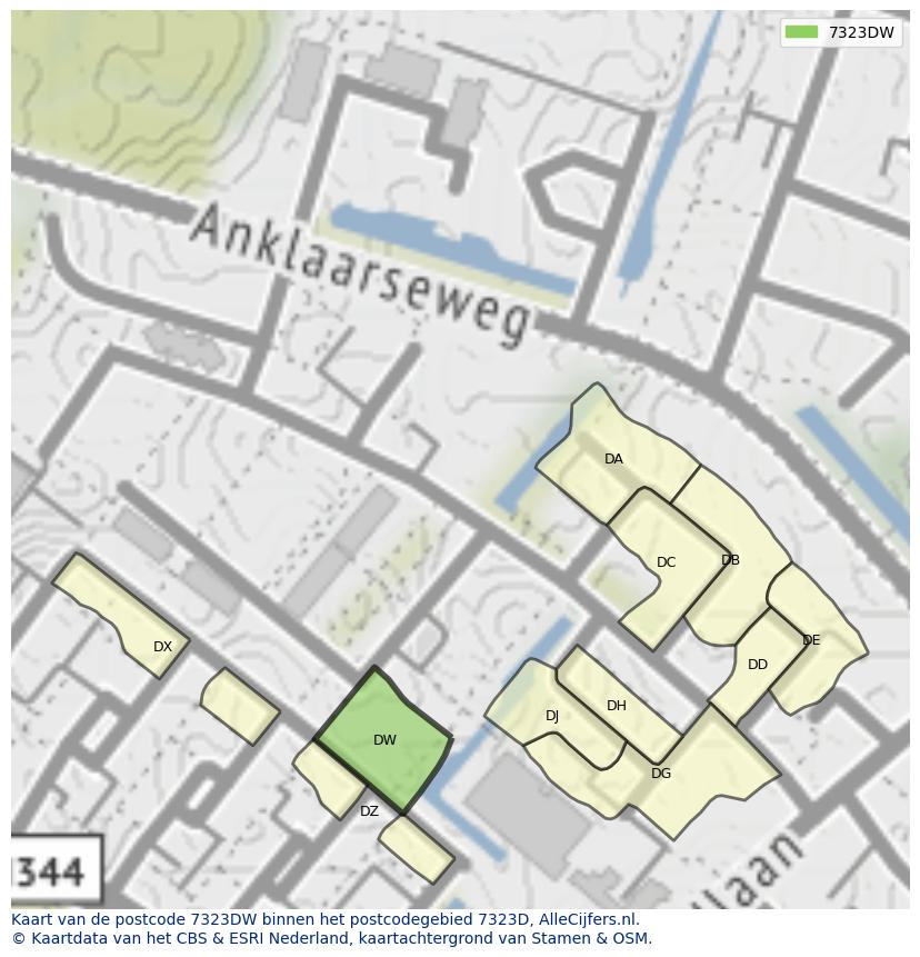 Afbeelding van het postcodegebied 7323 DW op de kaart.