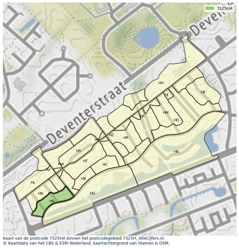 Afbeelding van het postcodegebied 7325 HA op de kaart.