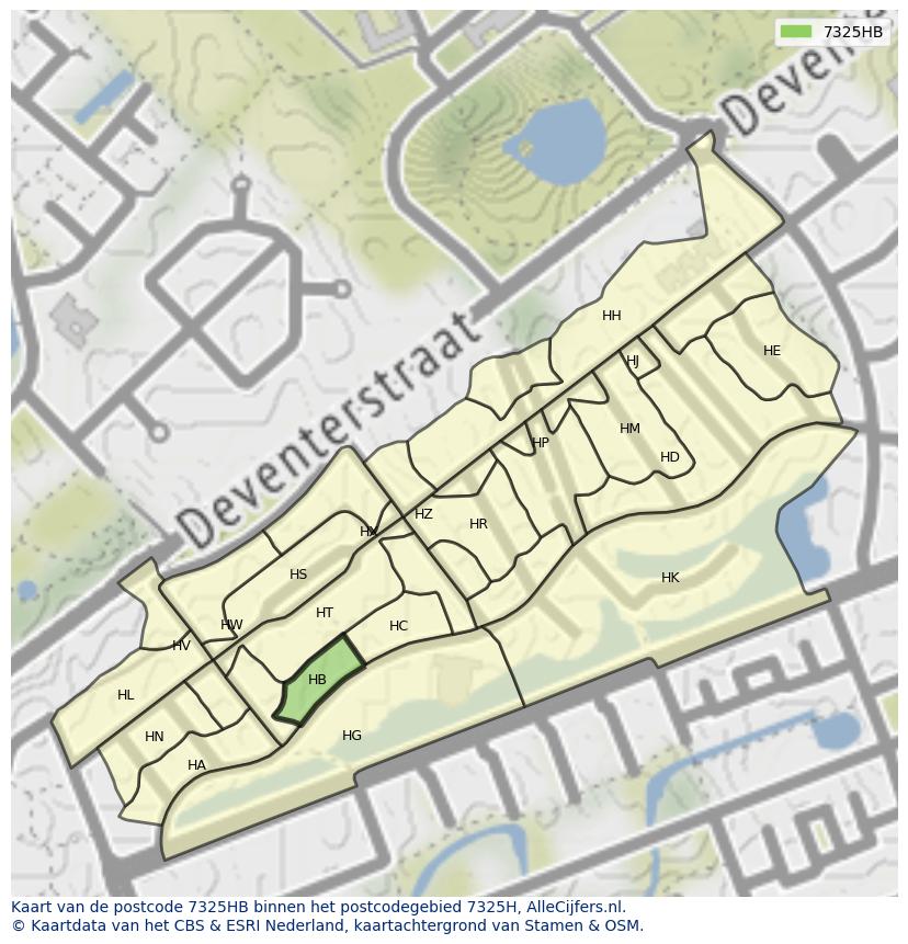 Afbeelding van het postcodegebied 7325 HB op de kaart.