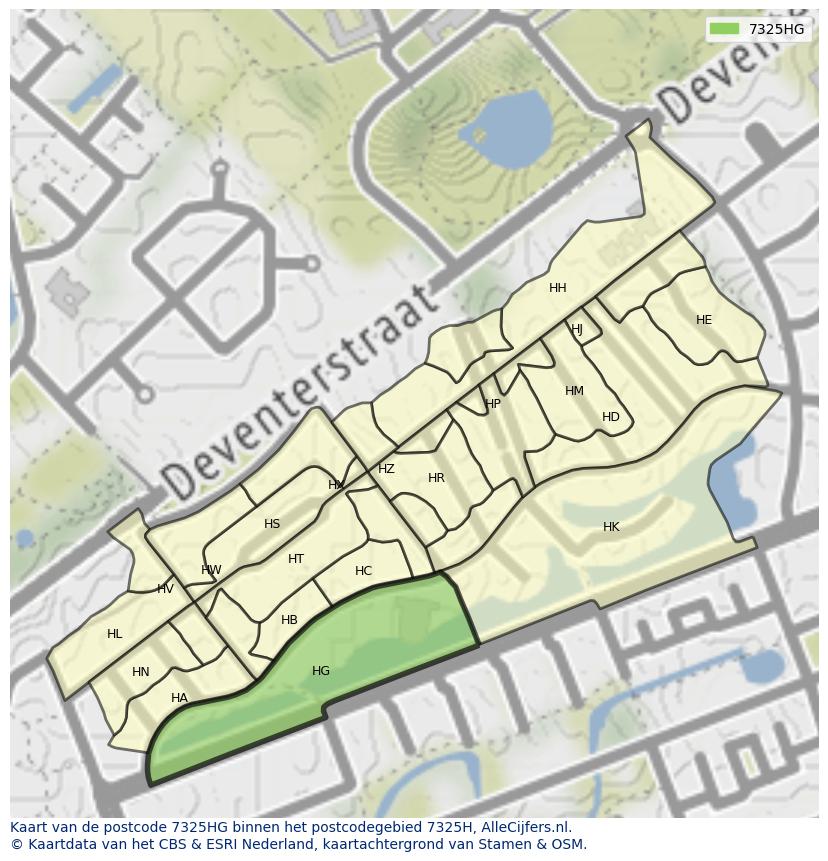 Afbeelding van het postcodegebied 7325 HG op de kaart.