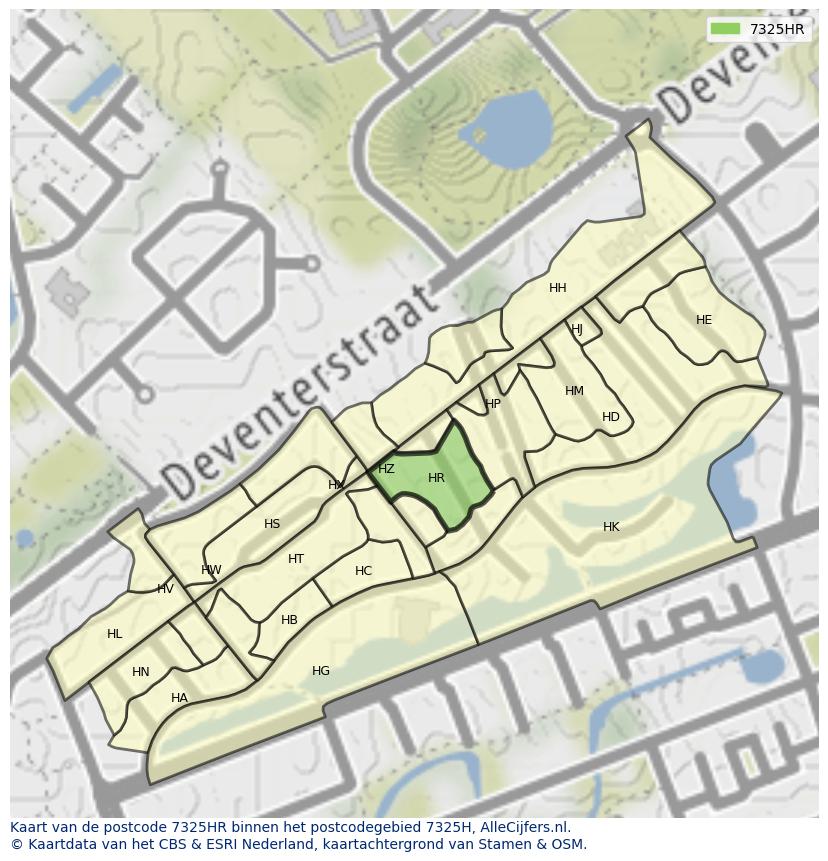 Afbeelding van het postcodegebied 7325 HR op de kaart.