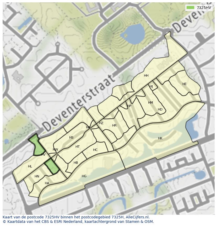 Afbeelding van het postcodegebied 7325 HV op de kaart.