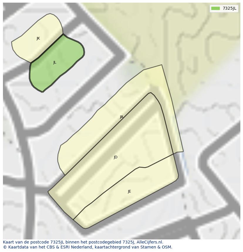 Afbeelding van het postcodegebied 7325 JL op de kaart.