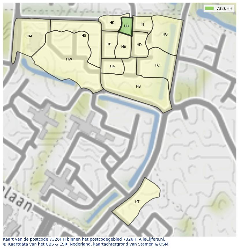 Afbeelding van het postcodegebied 7326 HH op de kaart.