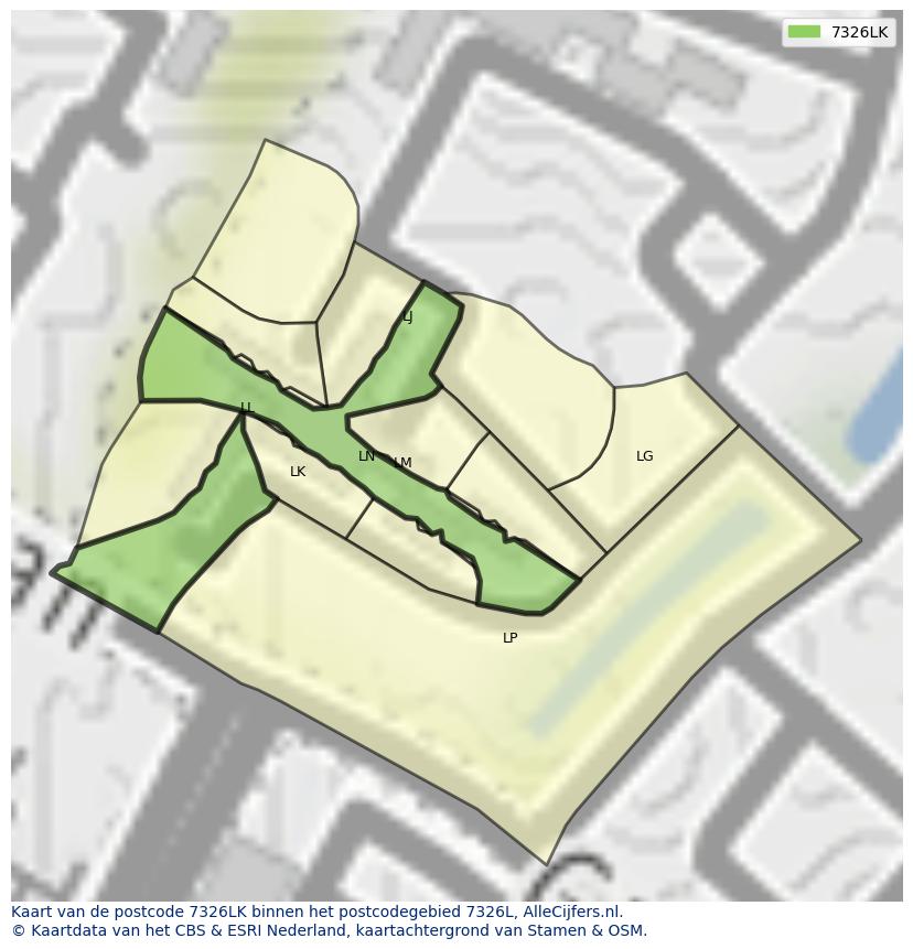 Afbeelding van het postcodegebied 7326 LK op de kaart.
