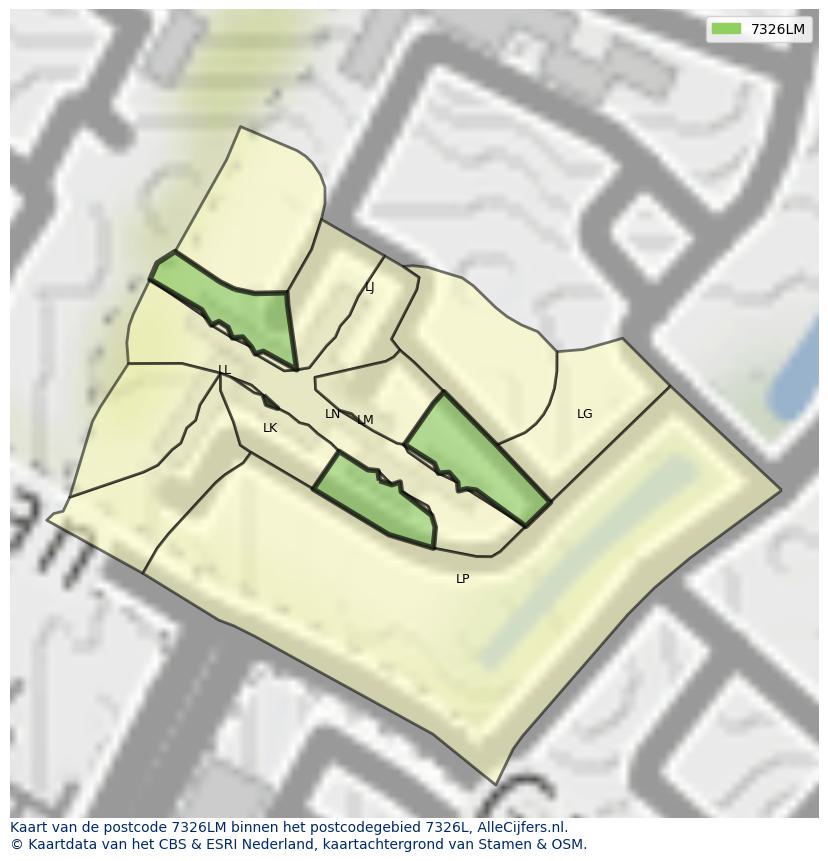 Afbeelding van het postcodegebied 7326 LM op de kaart.