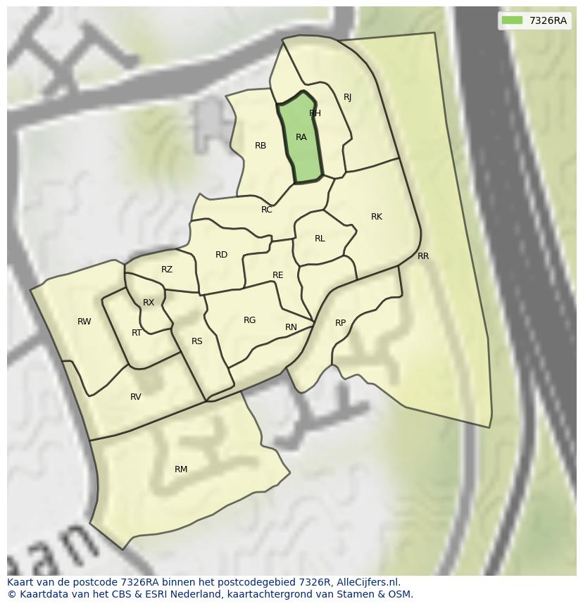 Afbeelding van het postcodegebied 7326 RA op de kaart.