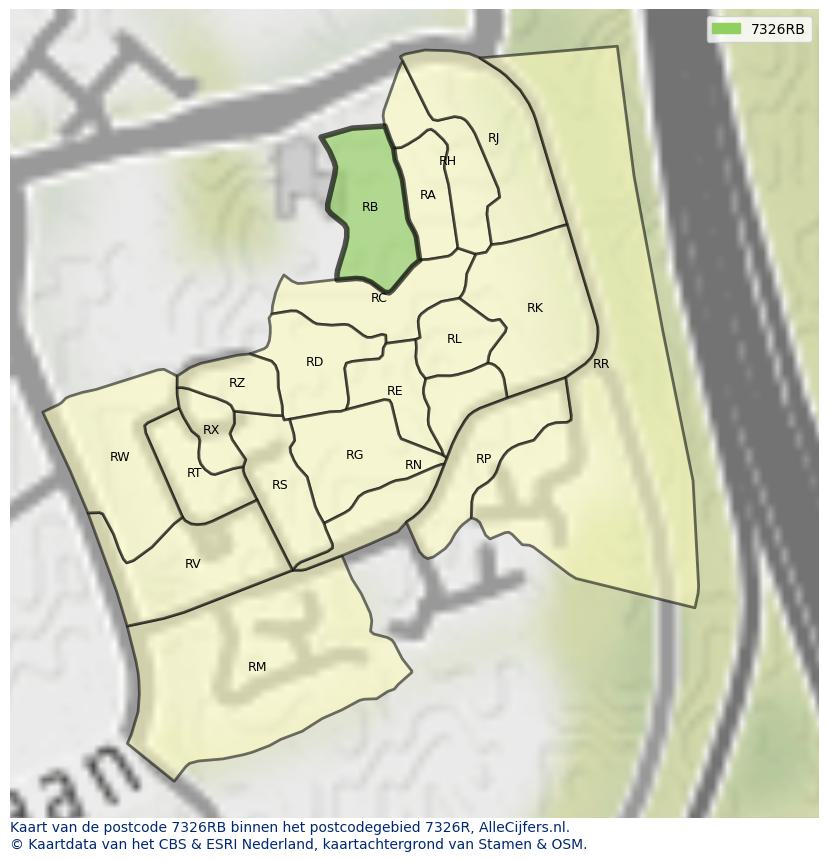 Afbeelding van het postcodegebied 7326 RB op de kaart.