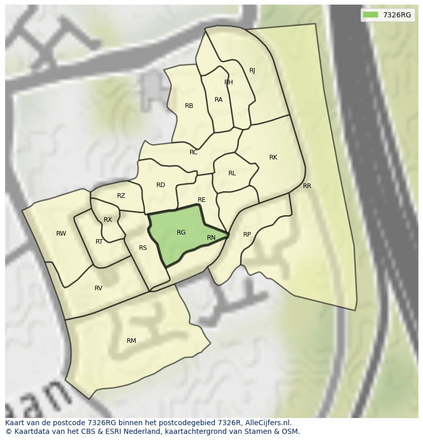 Afbeelding van het postcodegebied 7326 RG op de kaart.