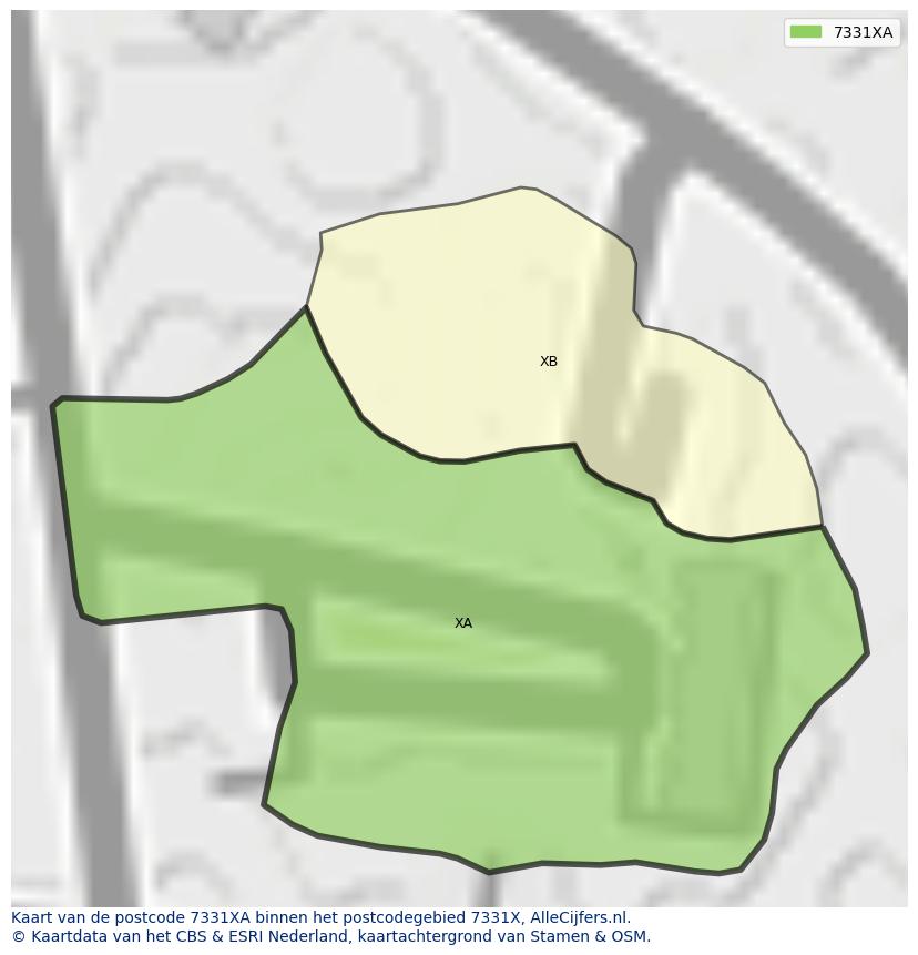 Afbeelding van het postcodegebied 7331 XA op de kaart.