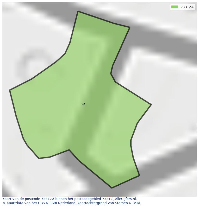 Afbeelding van het postcodegebied 7331 ZA op de kaart.