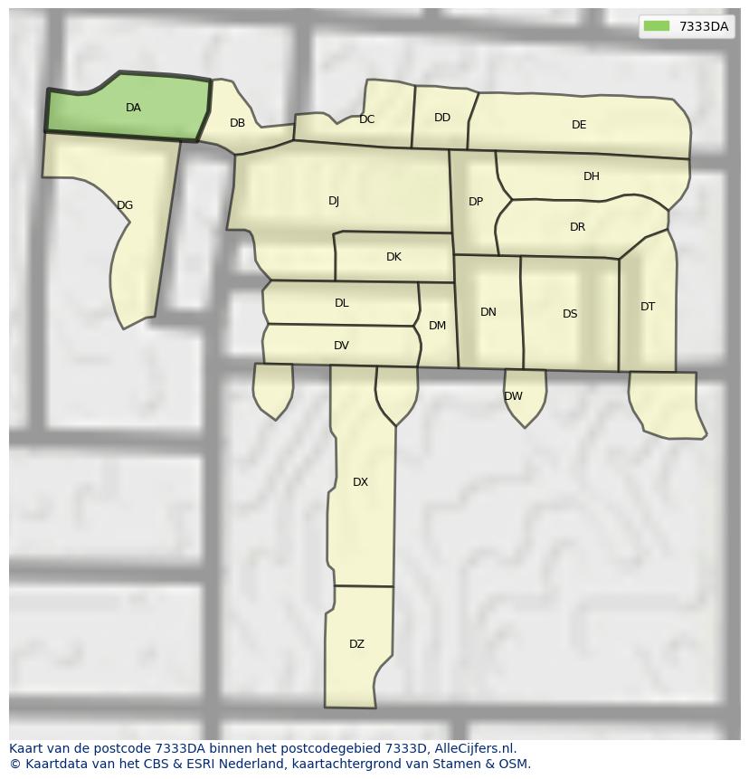 Afbeelding van het postcodegebied 7333 DA op de kaart.