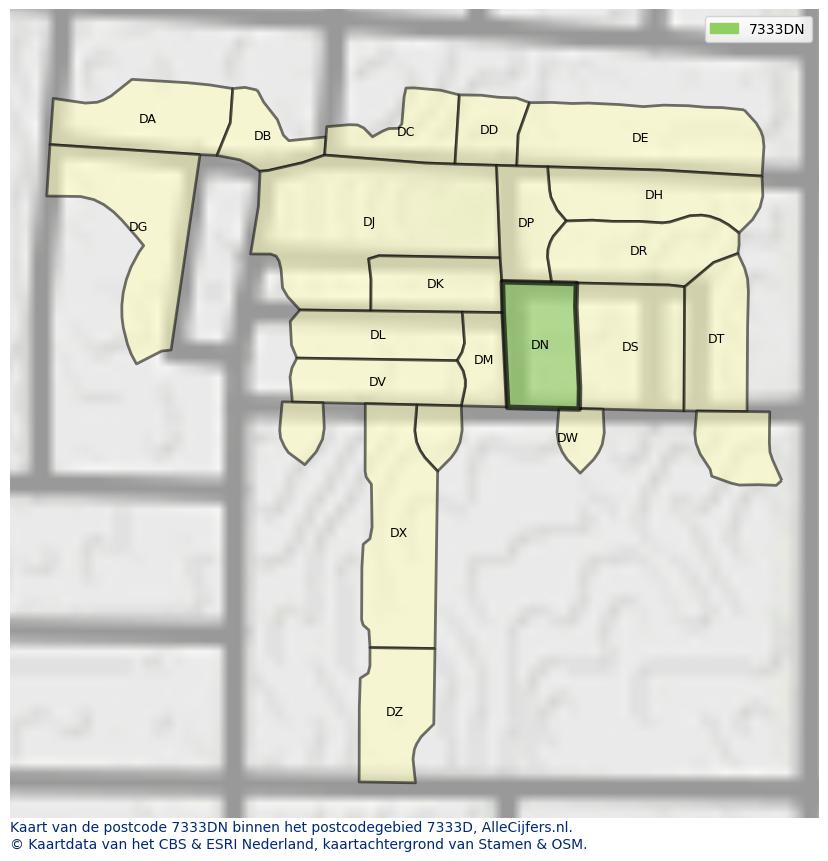 Afbeelding van het postcodegebied 7333 DN op de kaart.