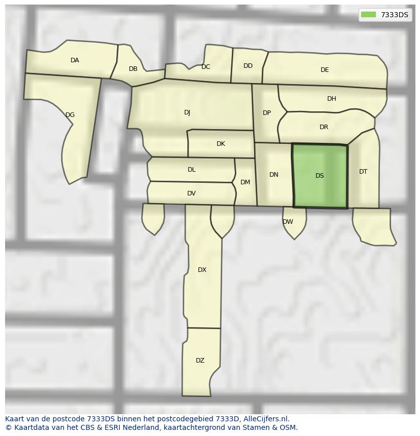 Afbeelding van het postcodegebied 7333 DS op de kaart.