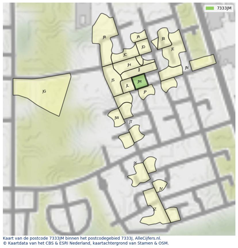 Afbeelding van het postcodegebied 7333 JM op de kaart.