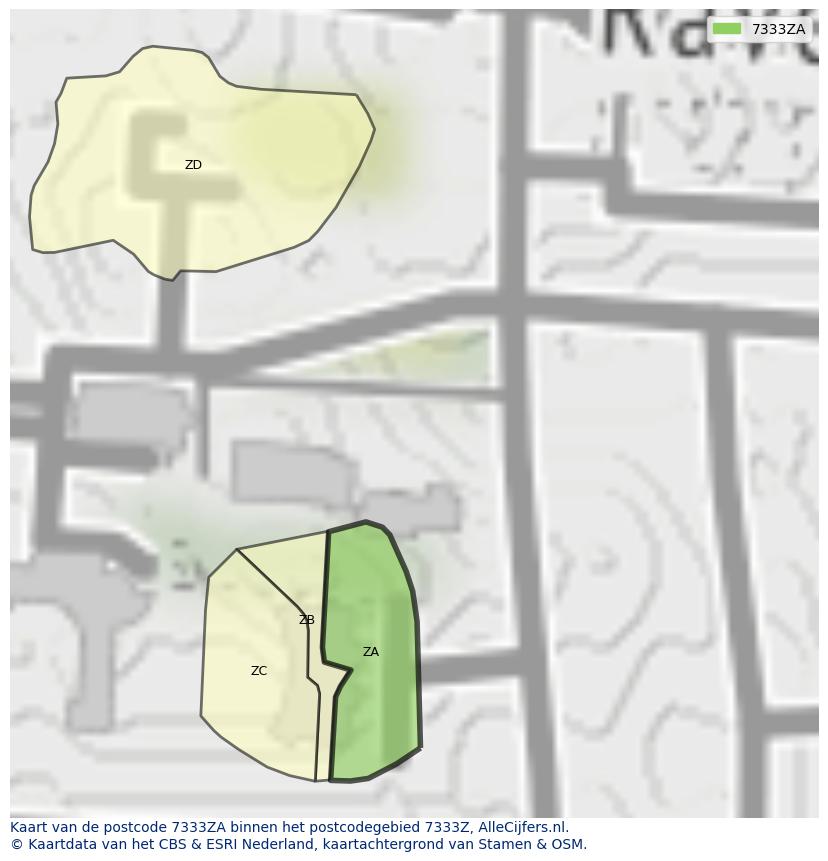 Afbeelding van het postcodegebied 7333 ZA op de kaart.