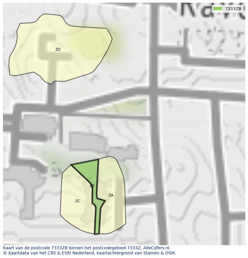 Afbeelding van het postcodegebied 7333 ZB op de kaart.