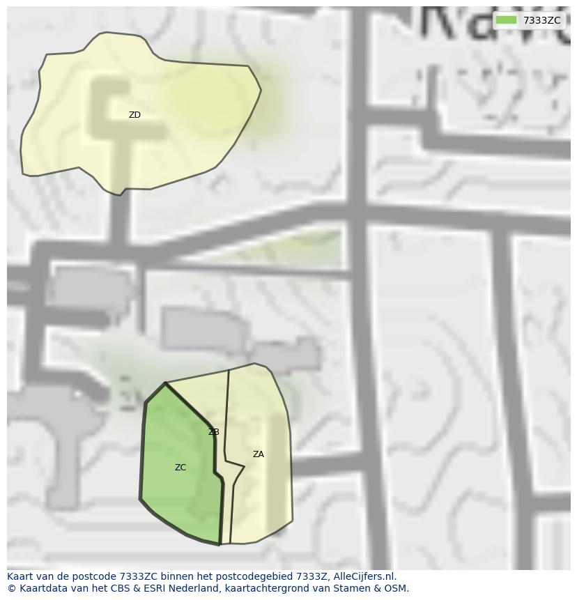Afbeelding van het postcodegebied 7333 ZC op de kaart.