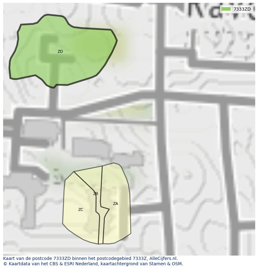 Afbeelding van het postcodegebied 7333 ZD op de kaart.