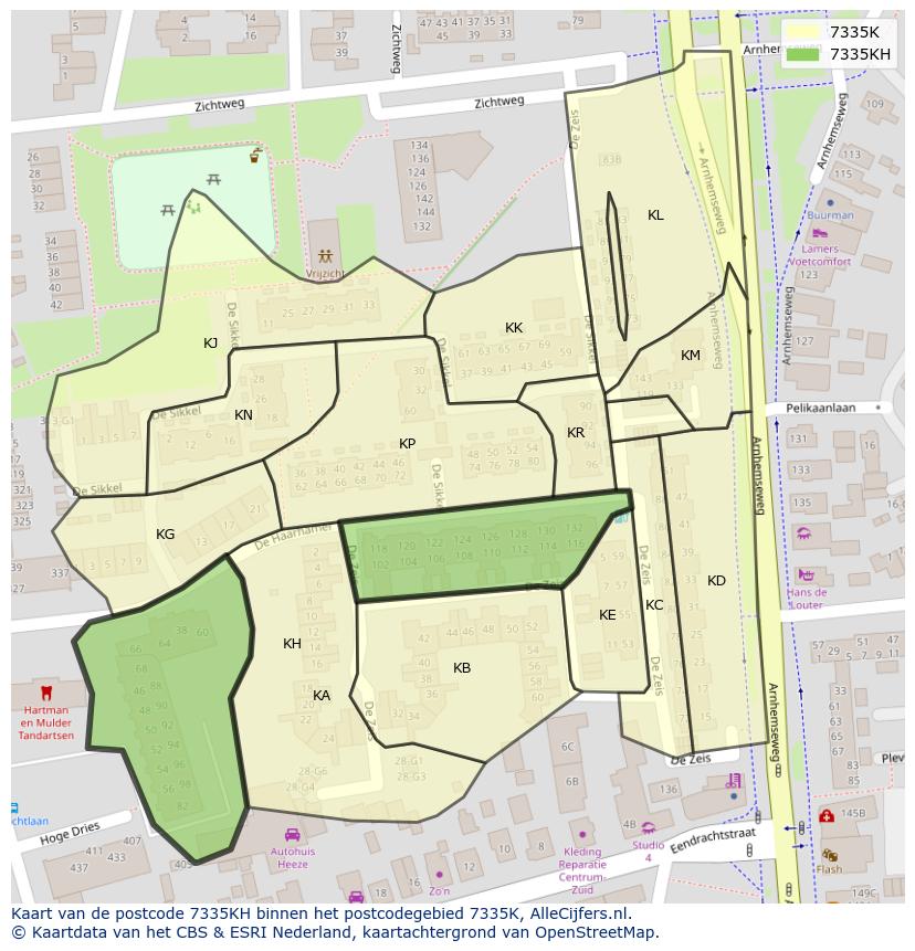 Afbeelding van het postcodegebied 7335 KH op de kaart.