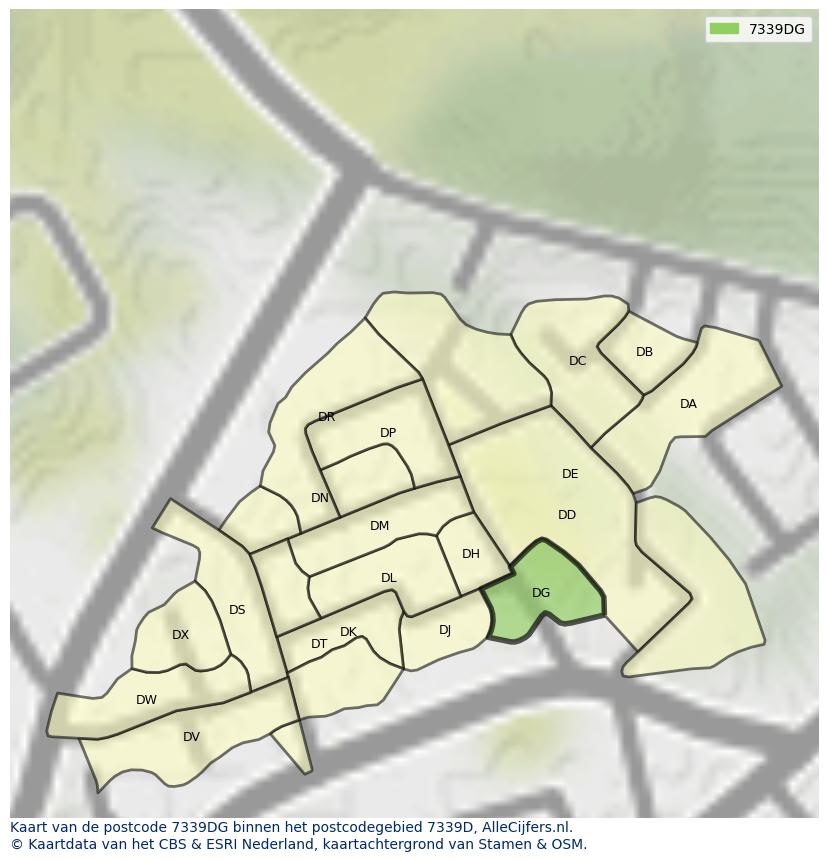Afbeelding van het postcodegebied 7339 DG op de kaart.