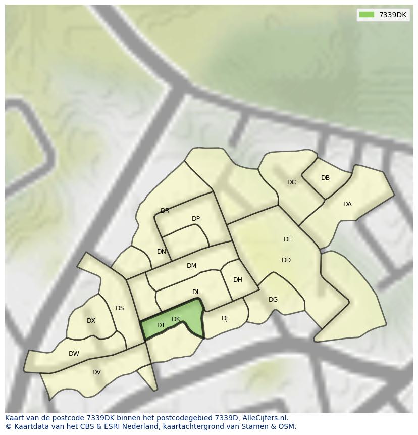 Afbeelding van het postcodegebied 7339 DK op de kaart.
