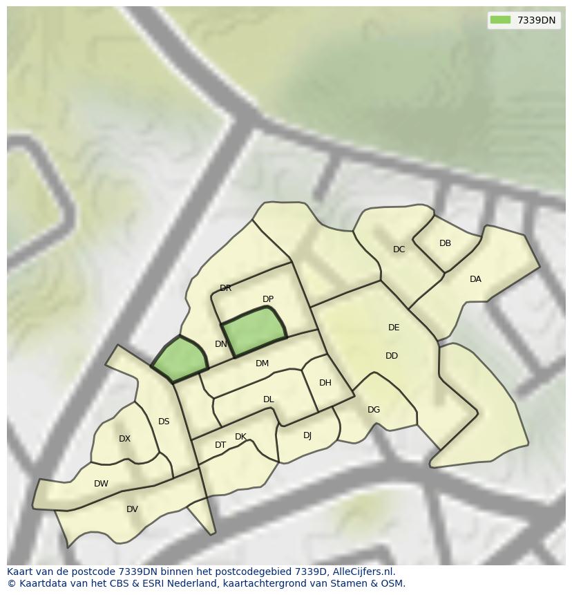 Afbeelding van het postcodegebied 7339 DN op de kaart.