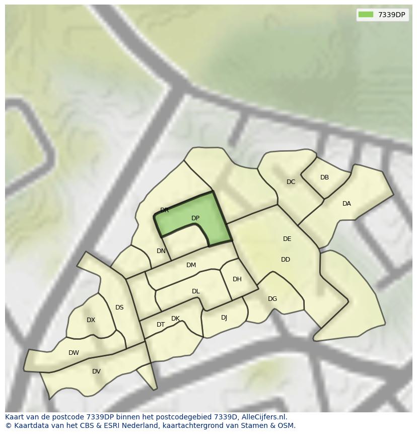 Afbeelding van het postcodegebied 7339 DP op de kaart.