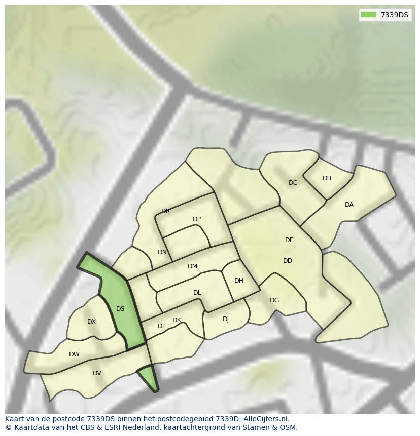 Afbeelding van het postcodegebied 7339 DS op de kaart.