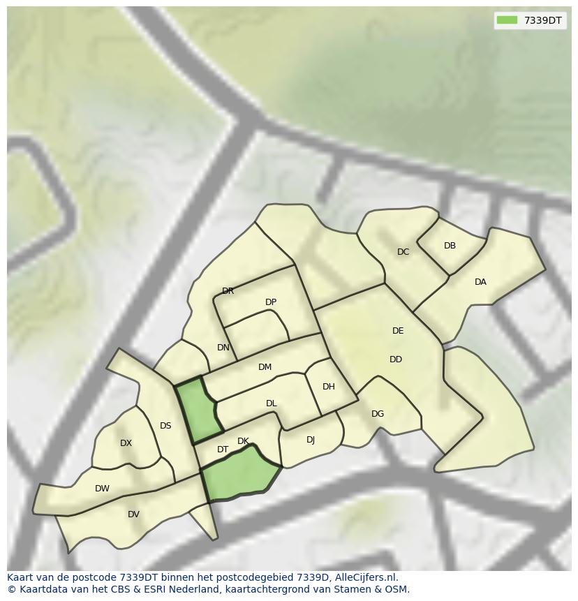Afbeelding van het postcodegebied 7339 DT op de kaart.