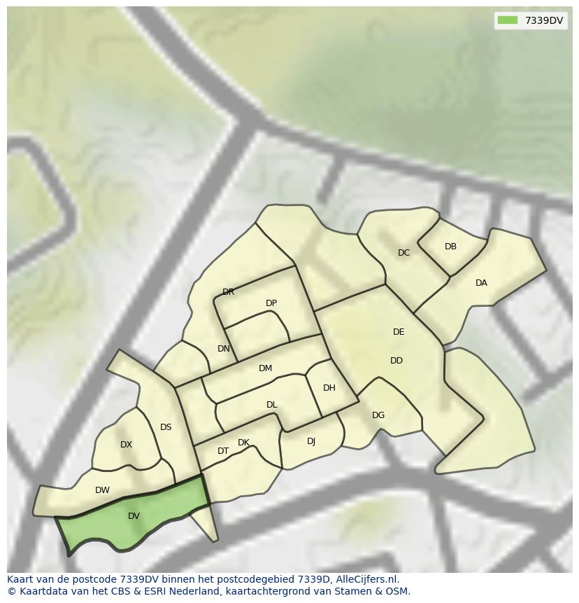 Afbeelding van het postcodegebied 7339 DV op de kaart.