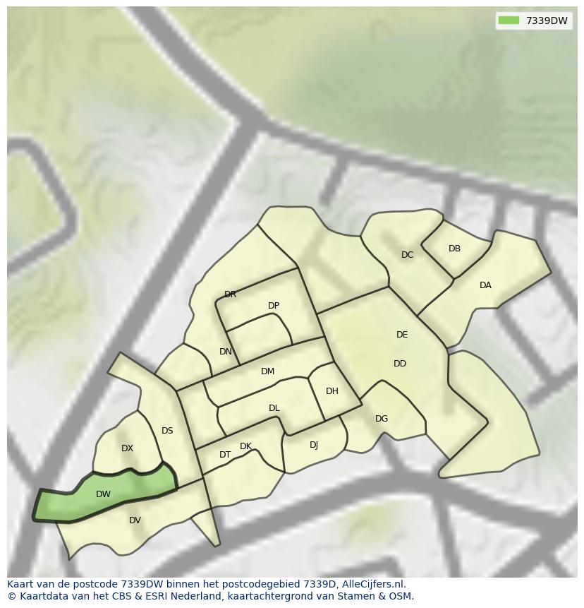 Afbeelding van het postcodegebied 7339 DW op de kaart.