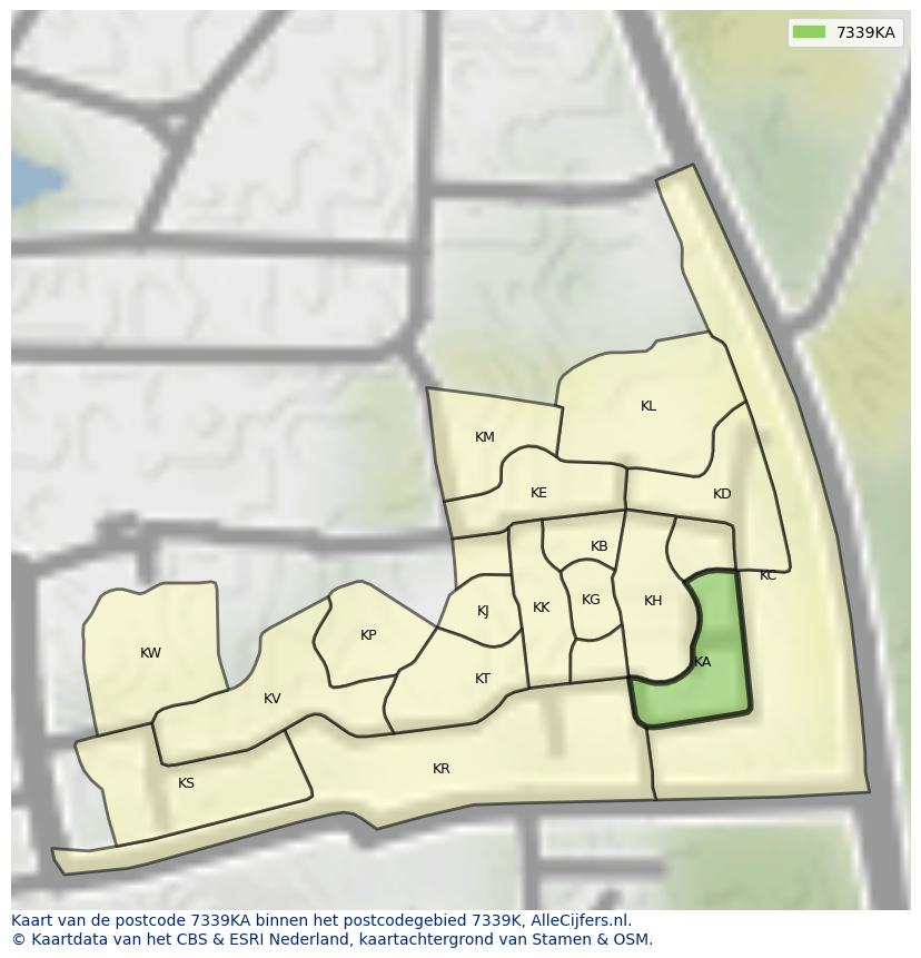 Afbeelding van het postcodegebied 7339 KA op de kaart.