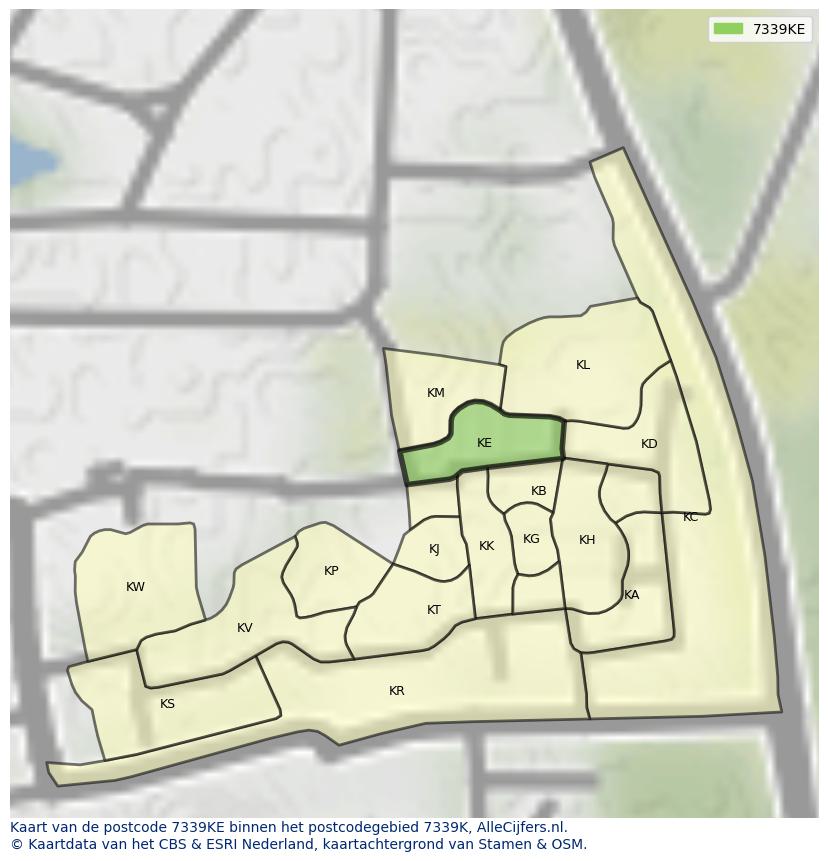 Afbeelding van het postcodegebied 7339 KE op de kaart.
