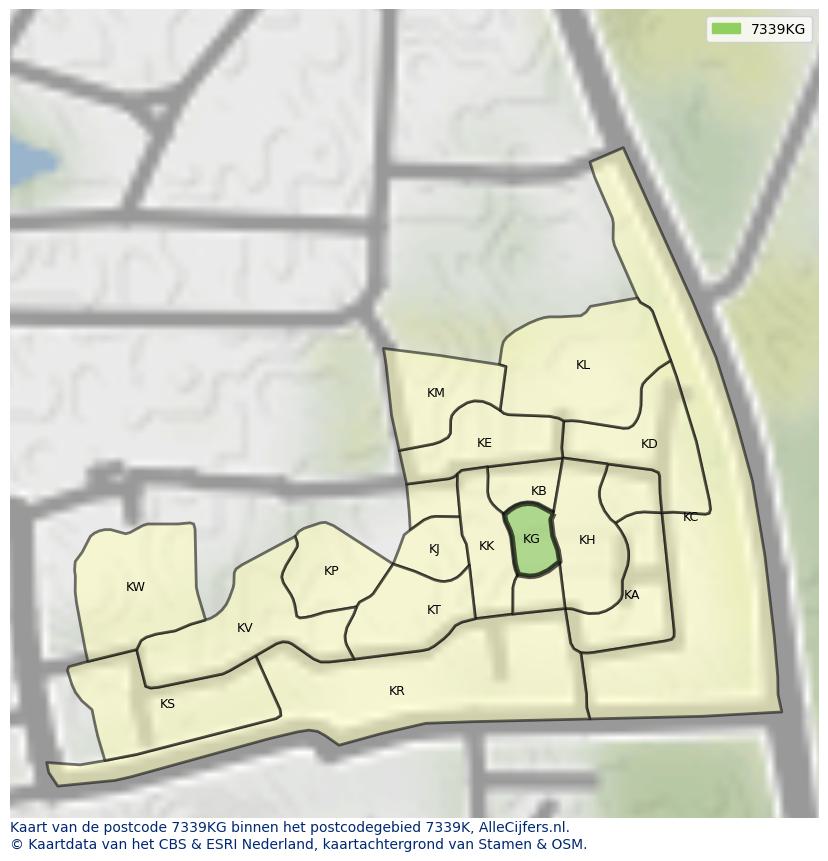 Afbeelding van het postcodegebied 7339 KG op de kaart.