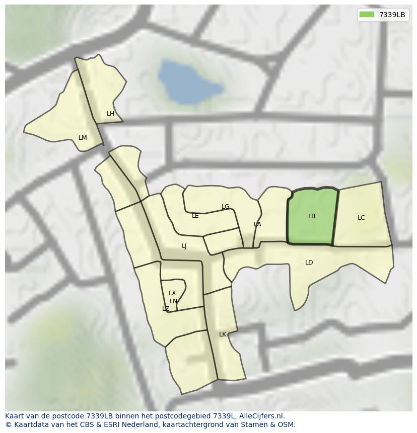 Afbeelding van het postcodegebied 7339 LB op de kaart.