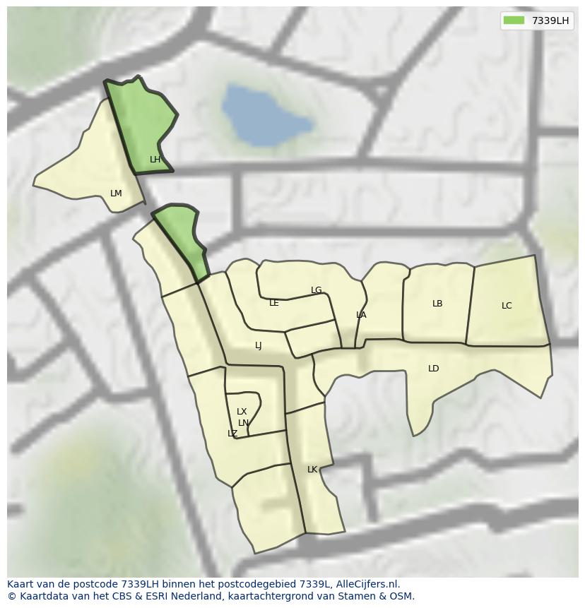 Afbeelding van het postcodegebied 7339 LH op de kaart.