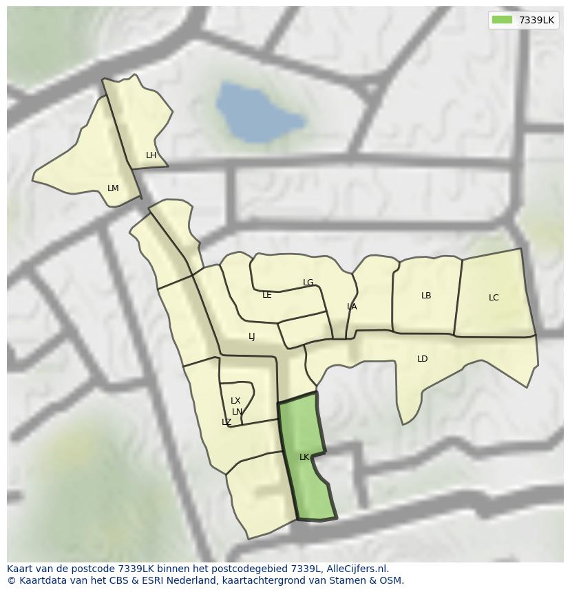 Afbeelding van het postcodegebied 7339 LK op de kaart.